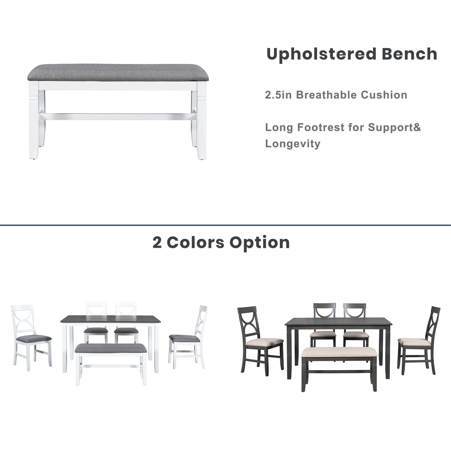 TOPMAX 6-Piece Wood Dining Table Set - Farmhouse Style