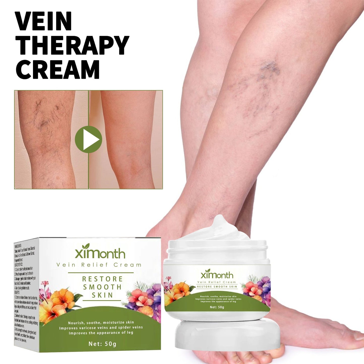 Crema Premium para Terapia de Venas para el Cuidado de las Piernas