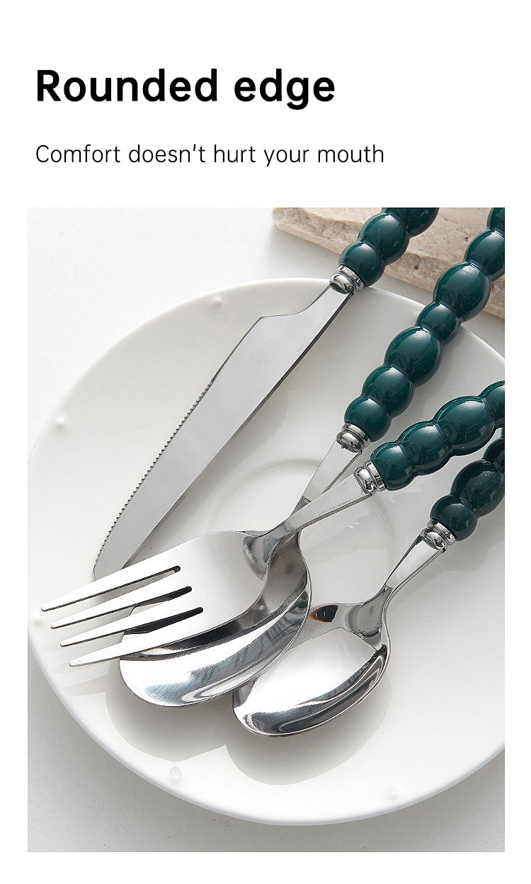 Set of 4 Stainless Steel price Creative Stainless Steel Colorful Pearl Handle Spoon Fork Knife High End Cutlery Set - Korvel