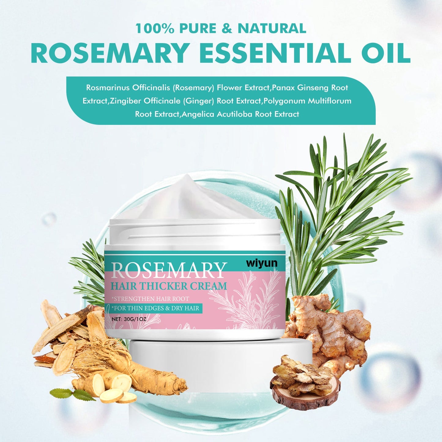 Crema para el Cuidado del Cabello con Romero para Reparación Intensiva y Alisado