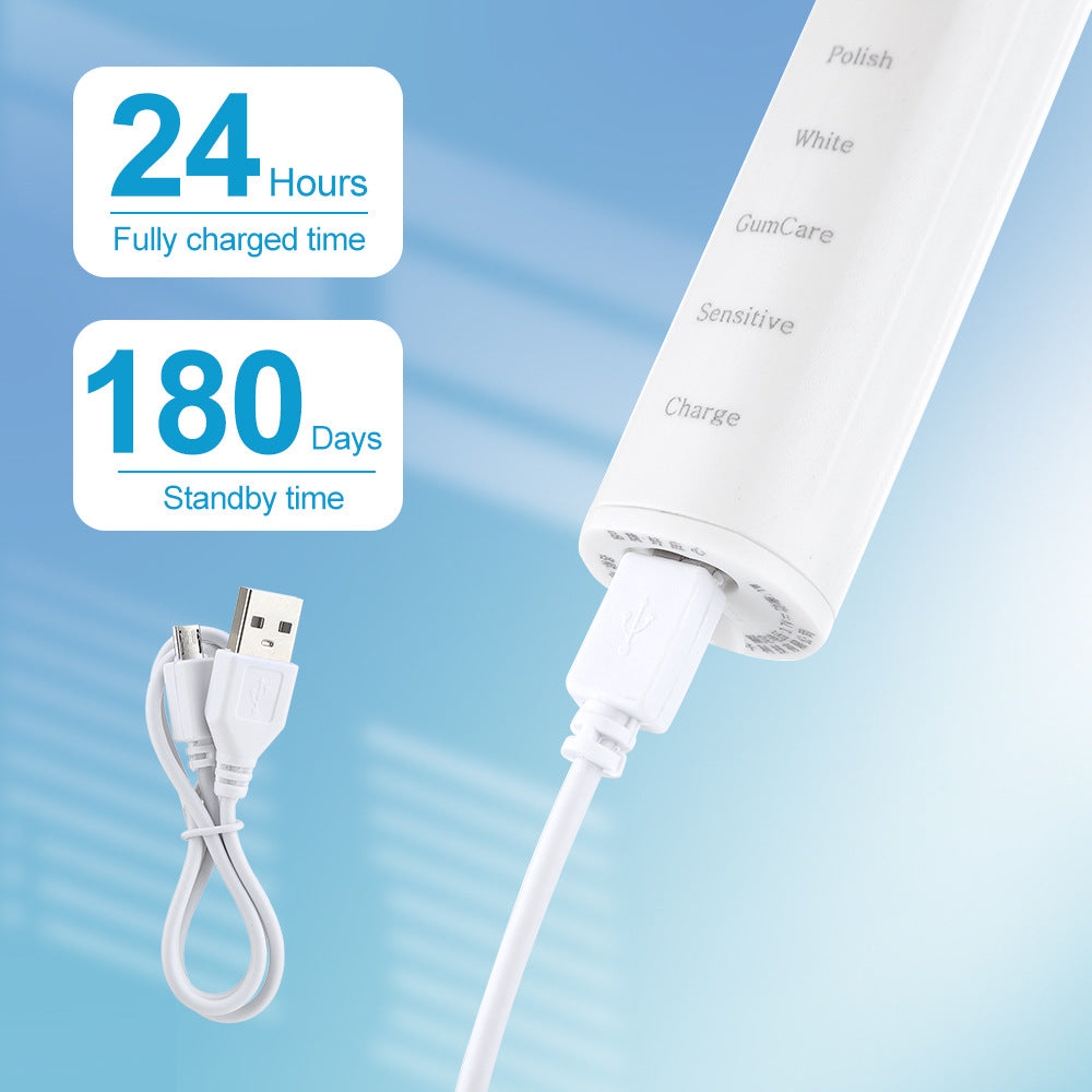 Smart Sonic Electric Toothbrush 5 Modes 4 Gears Tooth Cleaning Home USB Charging Adult Toothbrush Set - Korvel