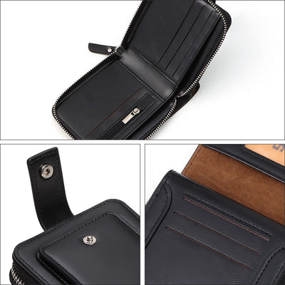 Billetera Vintage con Cierre RFID Antirrobo para Hombres