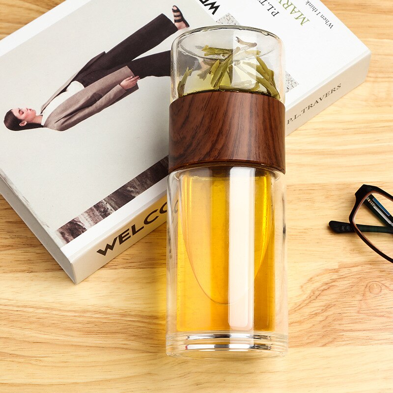 JOUDOO Tea Infuser Filter Double Wall Glass Sport Water Tumbler Portable High-temperature Transparent Water Cup Office Cup 35 - Korvel