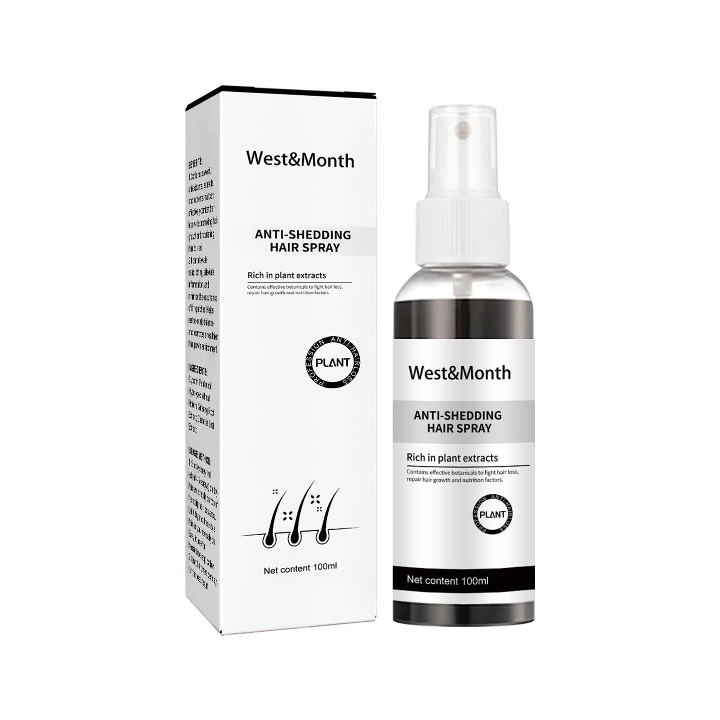 West & Month Anti-Shedding Hair Spray, Improve The Hairline Hair Hair Nutrition Moisture Hair Roots - Korvel