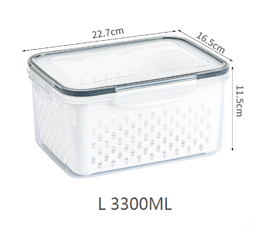 Kitchen food sealed preservation box fruit and vegetable drainage plastic storage box with lid - Korvel