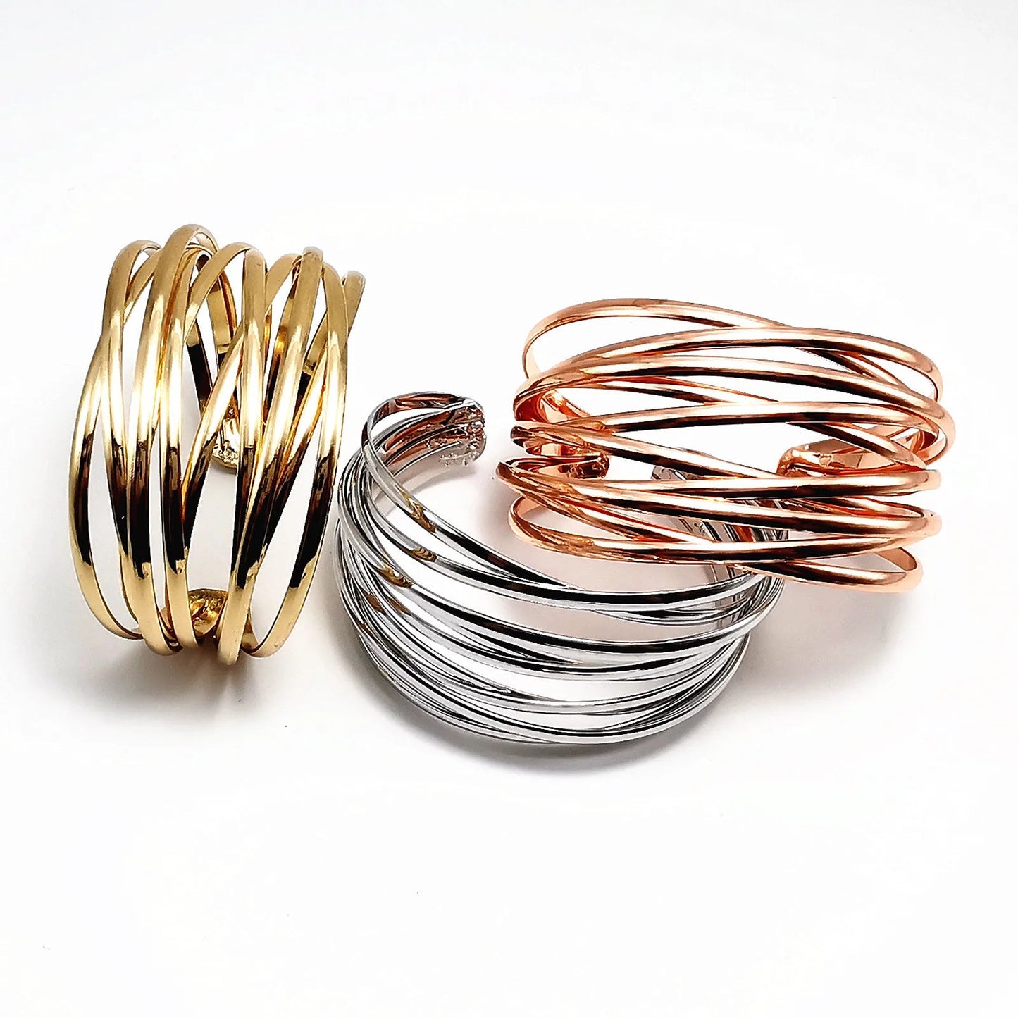Fashion Alloy Round Chain Charms Cuff Bracelet For Women Female Gold&Silver Color Bracelets Jewelry - Korvel