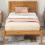 Elegant Twin Platform Bed Frame with Headboard - Oak Finish