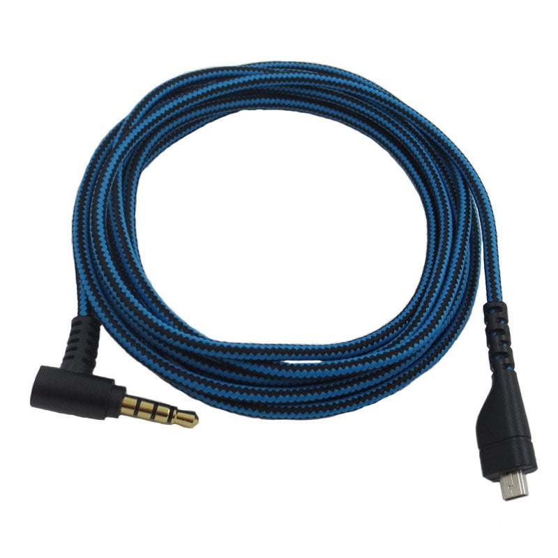 Suitable for Arctis 3 5 7 Sairui Ice Gaming Earphone Cable Blue Black Stripe Audio Cable - Korvel