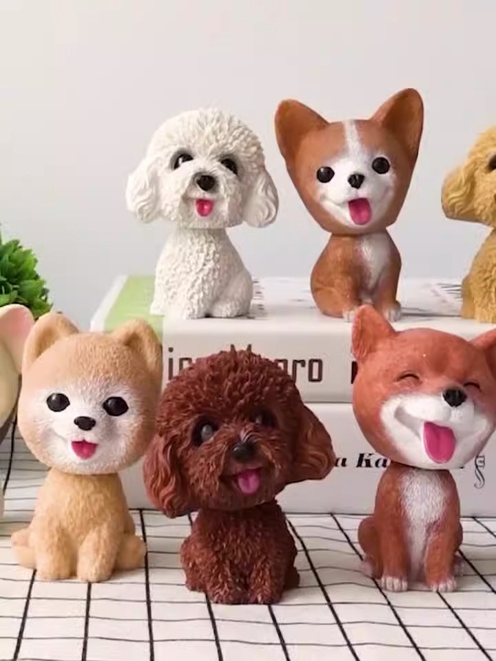 Cute doll decorations in the car, resin bobblehead dog animal bulldog, creative cute car ornaments - Korvel