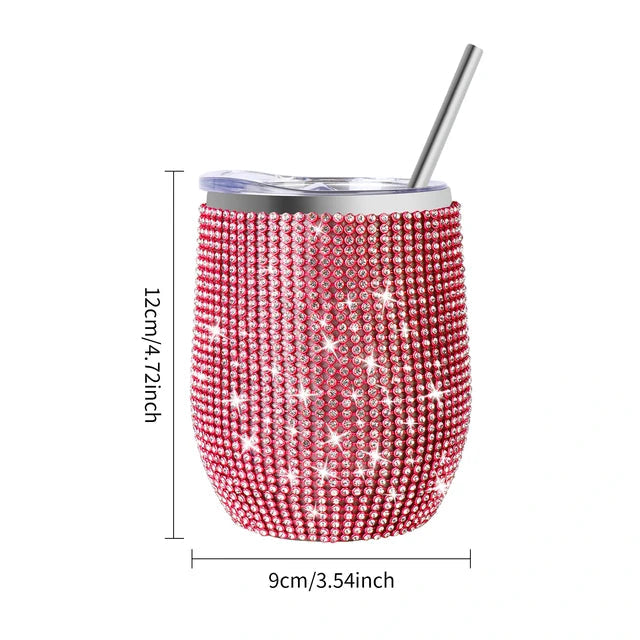Tasse à vin en diamant de 12 oz avec couvercle hermétique