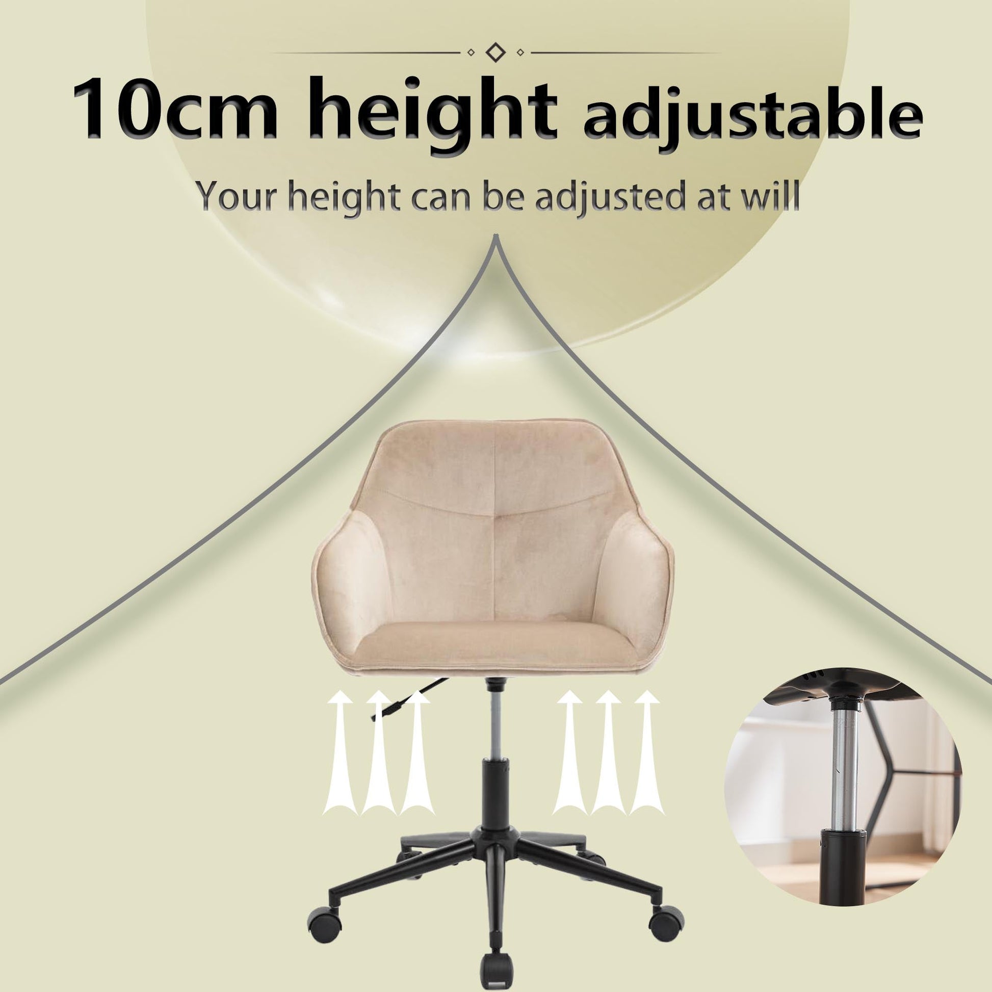 Velvet Office Desk Chair, Modern Home Desk Chair with Wheels , Vanity Chairs for Living Room, Bedroom,Study Room - Korvel