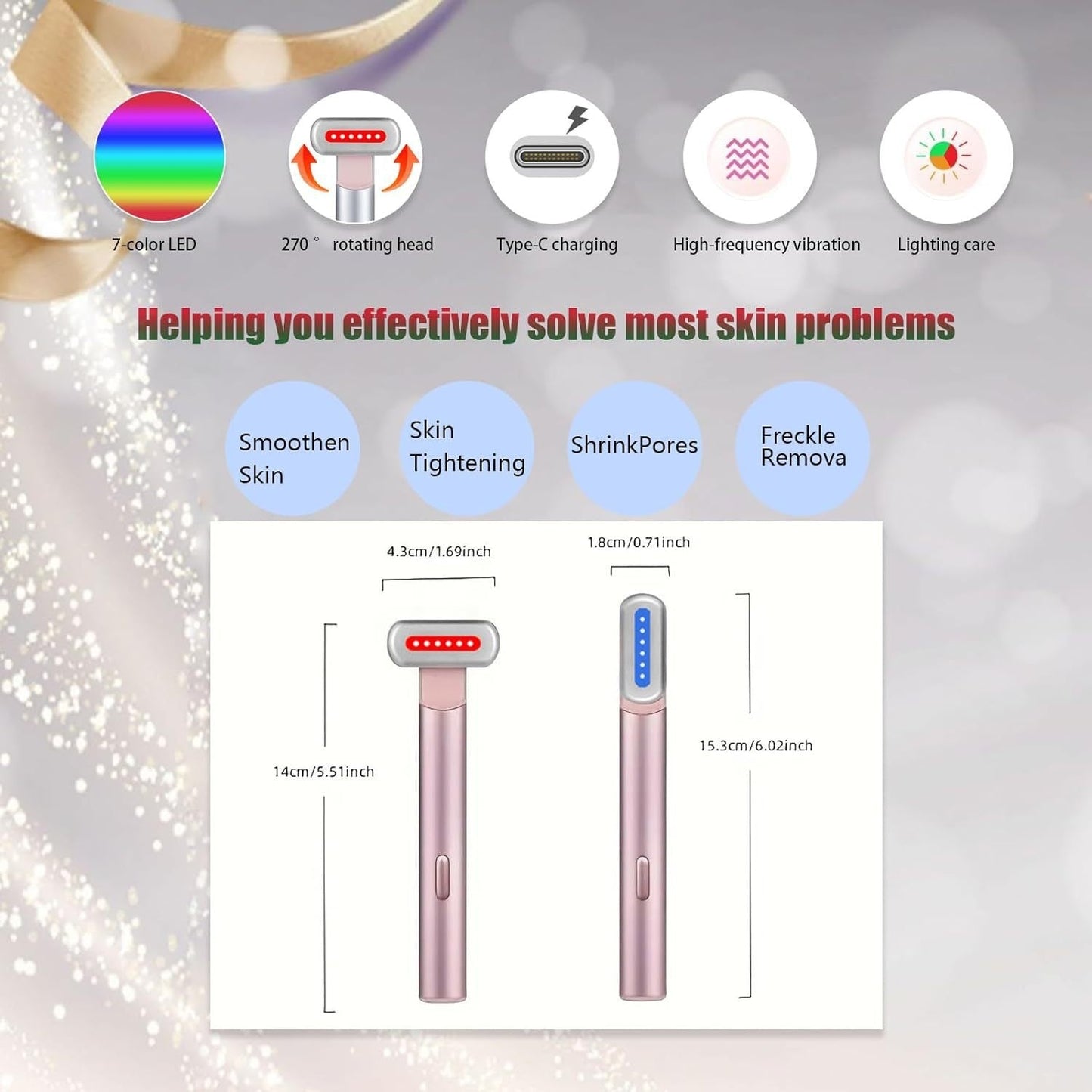 Eye Massager Led Anti Aging Facial Massager Skin Firming Face Beauty Therapy Wand Vibrating Eye Massager Device - Korvel