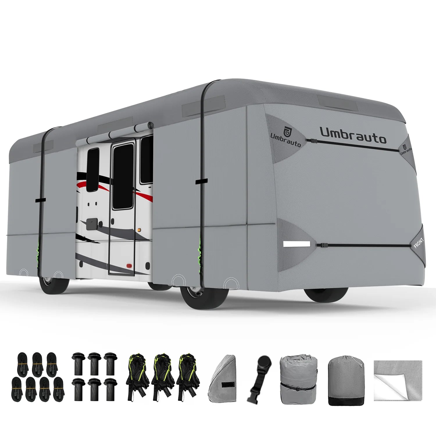 Umbrauto Class A RV Cover Upgraded Heavy Duty 7 Layers Top Windproof Breathable Class A Motorhome Camper Cover,Grey - Korvel