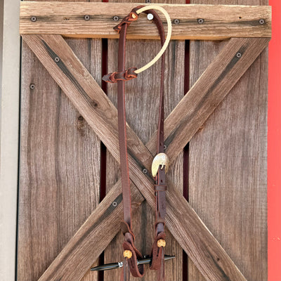 Premium One Ear Leather Headstall with Lariat Rope