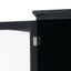 Tall Bathroom Storage Cabinet with Glass Doors, Free-Standing, Two Drawers, and Adjustable Shelves, MDF Board, Painted Black - Korvel