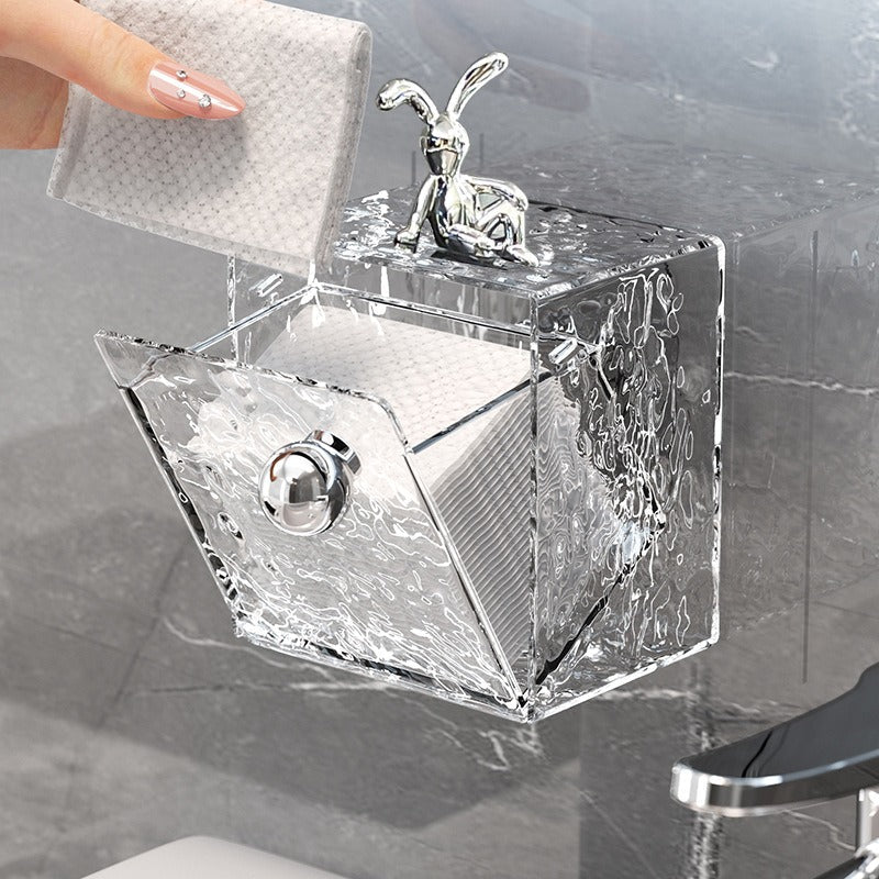 Toilet mirror cabinet storage box makeup cotton remover cotton swab box wall mounted flip cover washbasin bathroom storage rack - Korvel