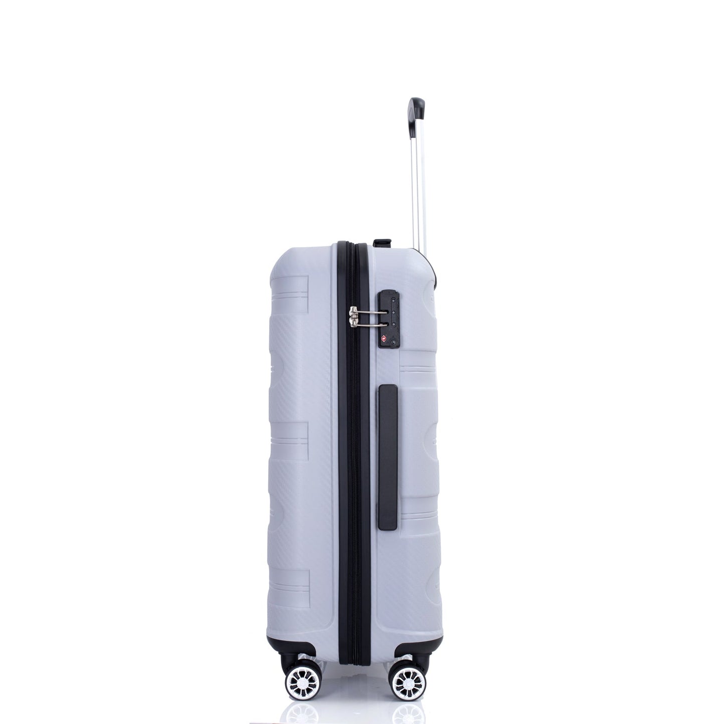 Hardshell Suitcase Spinner Wheels PP Luggage Sets Lightweight Durable Suitcase with TSA Lock,3-Piece Set (20/24/28) ,Silver - Korvel