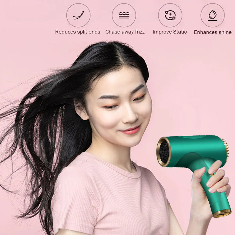 2600mAh Cordless Anion Blow Dryer Portable Hair Dryer 40/500W USB Rechargeable Powerful 2 Gears for Household Travel Salon - Korvel