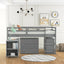 Low Study Twin Loft Bed with Cabinet and Rolling Portable Desk - Gray (OLD SKU :LP000113AAE) - Korvel