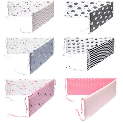 Print Baby Bed Bumper Double-faced Detachable Newborn Crib Around Cot Protector Kids Room Decor - Korvel