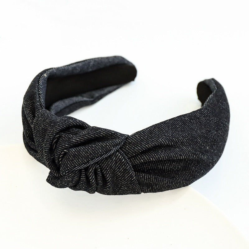 Bandeau en tissu denim noué à la mode pour filles