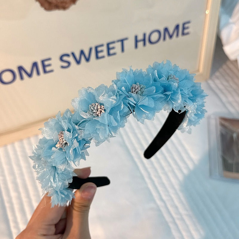 Fashionable fabric flower stamen flower hair hoop for women - Korvel