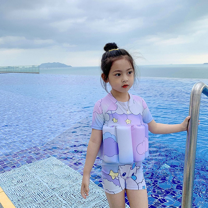 Baby swimsuit, cute cartoon girl buoyancy swimsuit, floating vest for children, baby survival swimsuit - Korvel