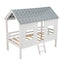Twin Size Low Loft House Bed with Roof and Two Front Windows White - Korvel