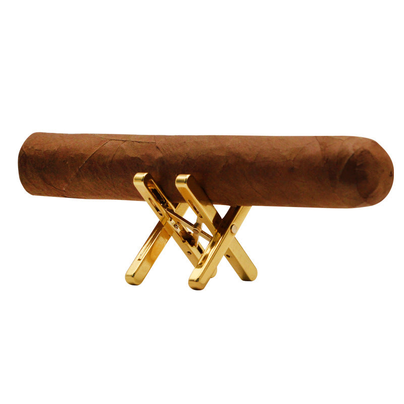 Cigar shelf pure copper gold-plated folding shelf portable cigarette holder simple - Korvel