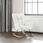 Chaise Berçante en Tissu Teddy Blanc Cassé