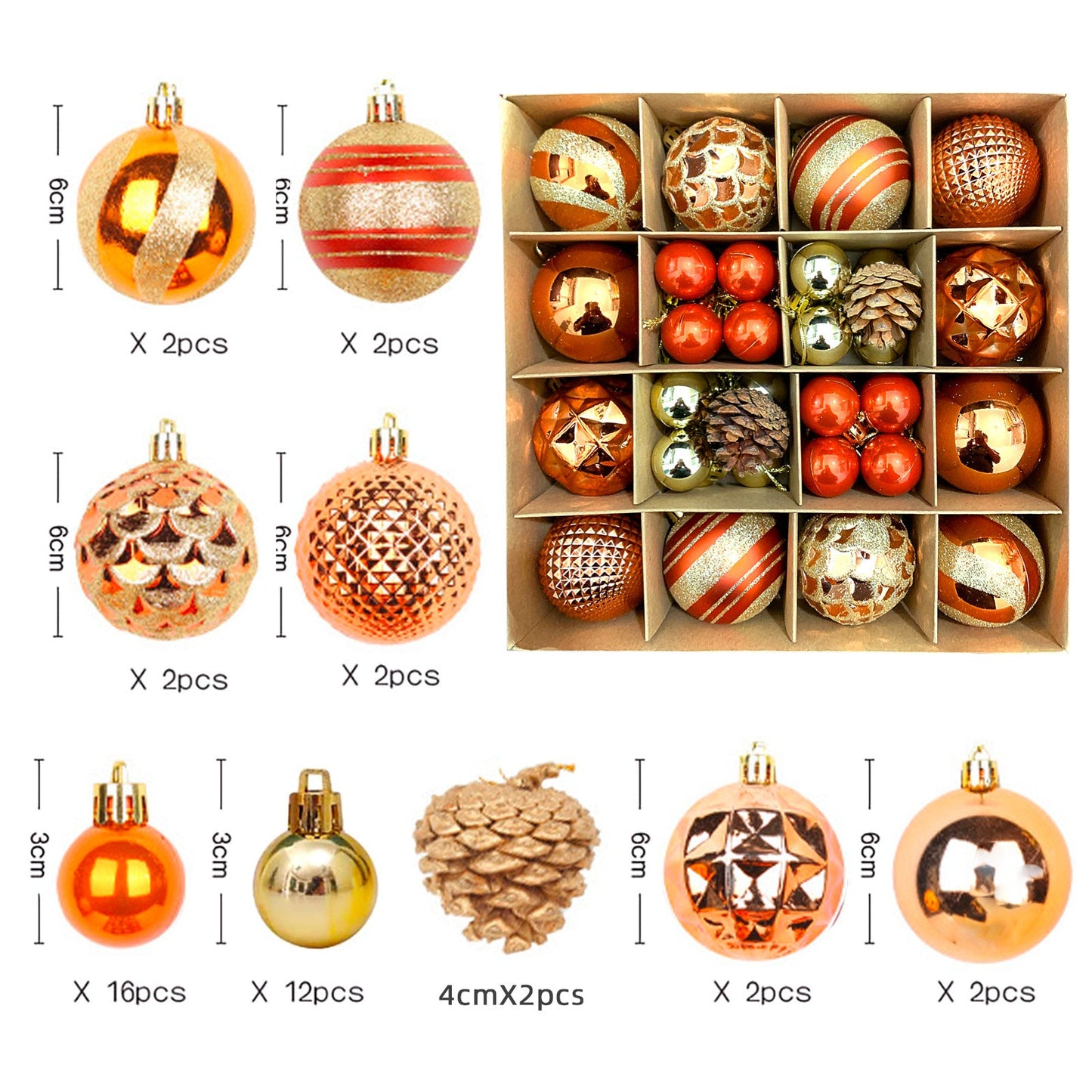 Christmas decoration 6cm electroplated ball plastic ball special-shaped painted Christmas ball gift Christmas tree pendant - Korvel