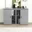 Queen Size Murphy Bed with Shelves, Cabinets and USB Ports,Gray - Korvel