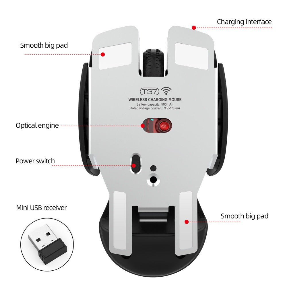 New USB wireless mouse 1600DPI rechargeable office mouse desktop laptop accessories - Korvel
