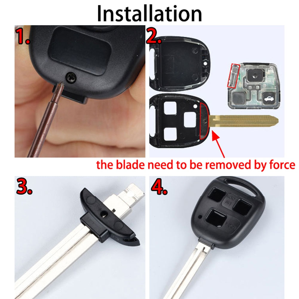 2 3 Button Pad Switch Remote Car Key Shell Case For Toyota RAV4 Prado Corolla Land Cruiser Previa Tarago Pixis Rush Celica - Korvel
