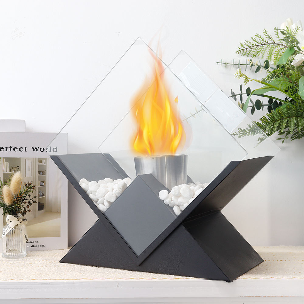 Desktop alcohol fireplace diamond shaped brazier indoor and outdoor portable stove true fire burning - Korvel