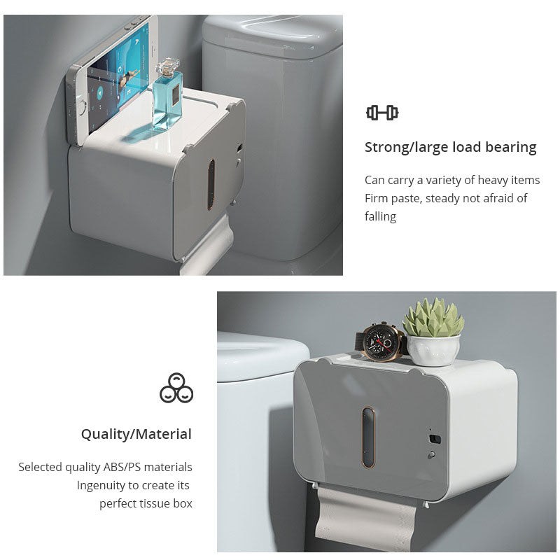 Toilet Tissue Box In The Living Room, Toilet, Induction Automatic Paper Output, No Punching, Waterproof Wall Hanging Paper Box - Korvel