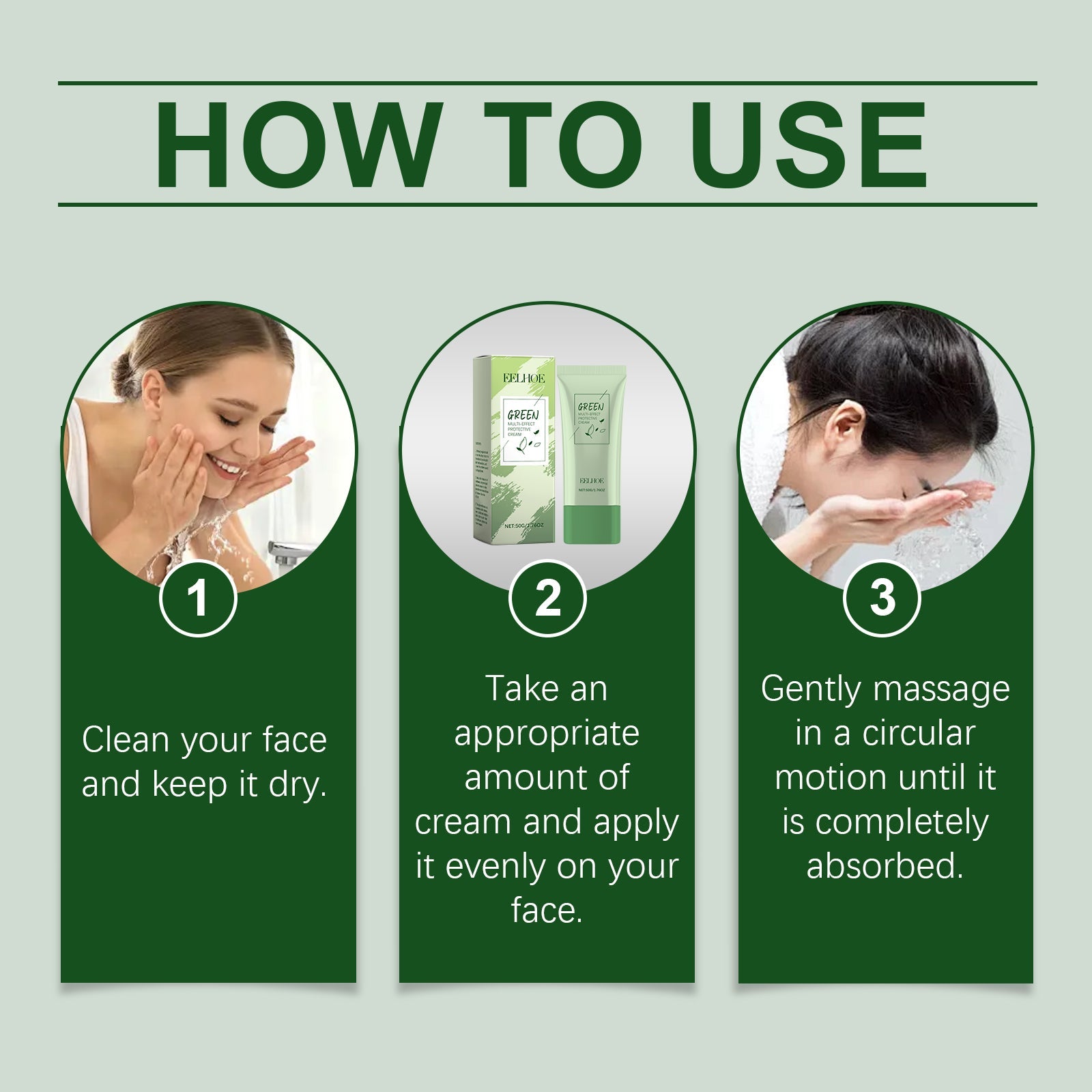 Green Tea Protective Cream Outdoor Protective Refreshing Smooth Delicate Facial Acne Skin Daily Care Cream - Korvel