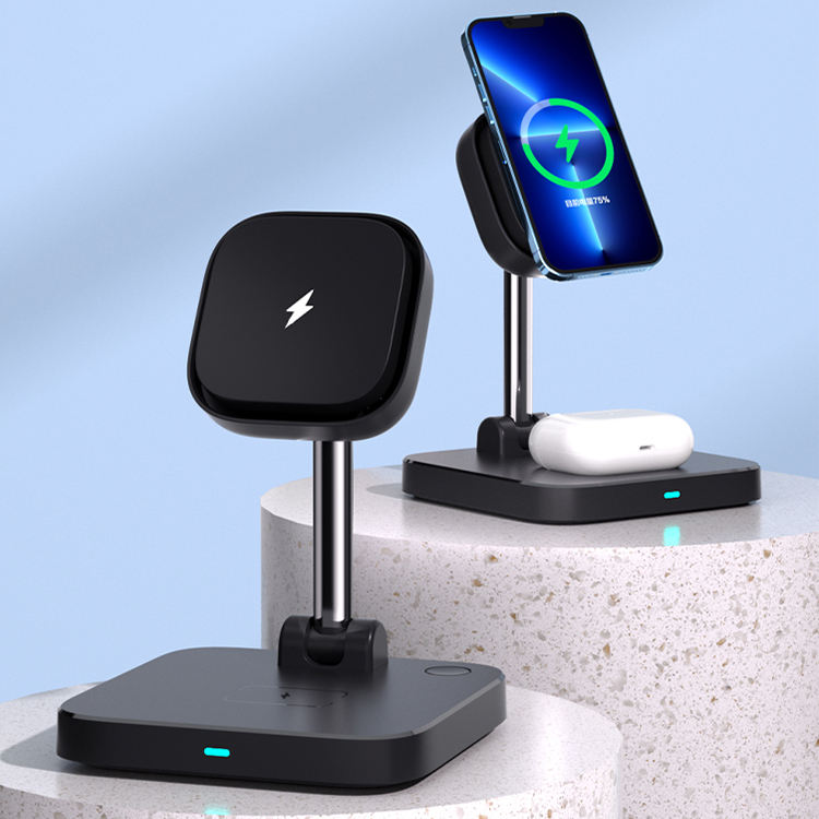 3-in-1 magnetic wireless charger holder with cooling fan suitable for wireless charging of iPhone earphones and watches - Korvel