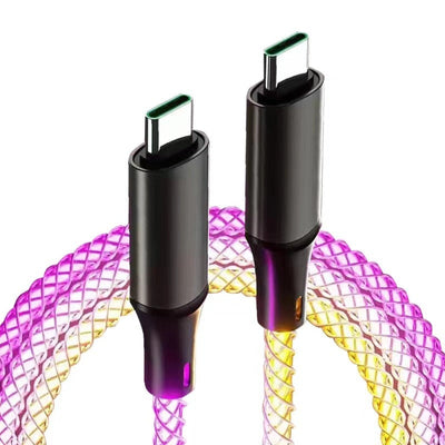 Data cable car luminous breathing gradient PD60W 27W super fast charging suitable for Apple Android Type - Korvel