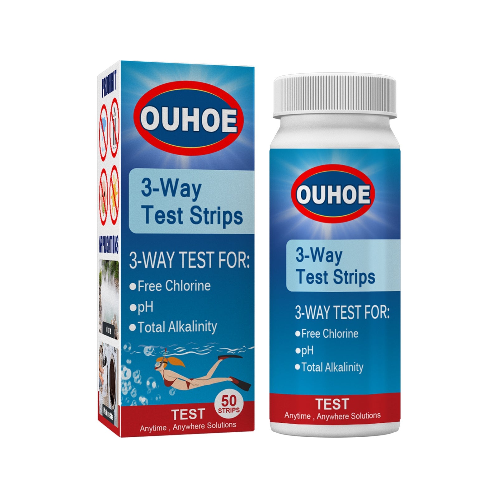 3-In-1 Ph Test, Paper Pool Water Quality Total Alkalinity Hardness Pool Clean Water Ph Test Strip - Korvel