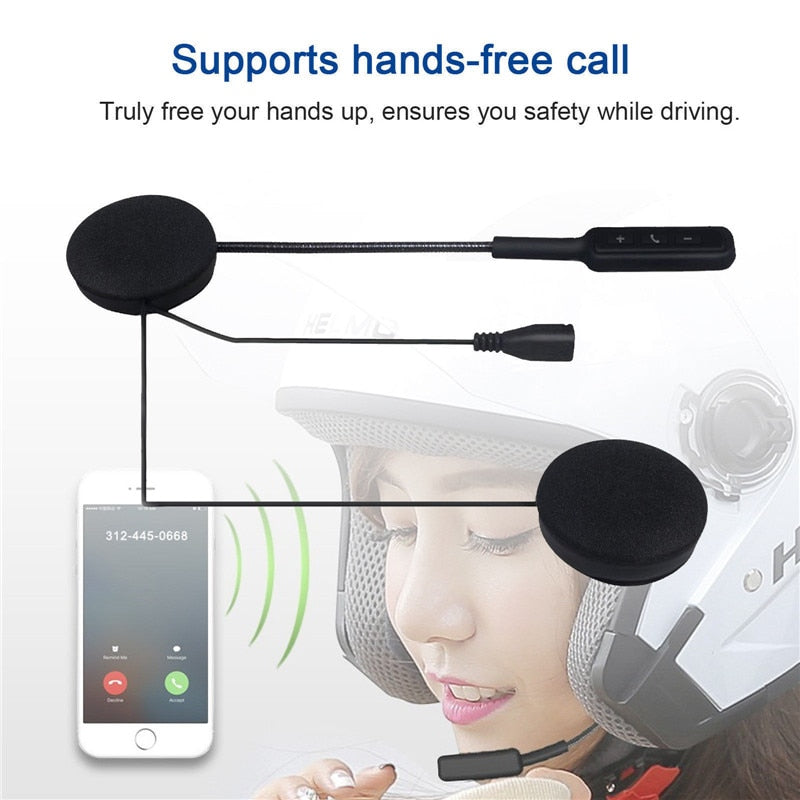 MH01 Motor Wireless Bluetooth Headset Motorcycle Helmet Earphone Headphone Dual Stereo Speaker Handsfree Music For MP3 MP4 phone - Korvel