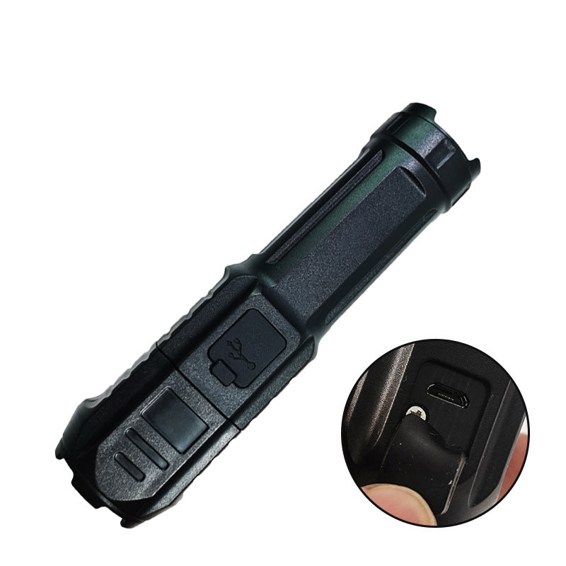 New Telescopic Zoom Glare Flashlight USB Charging Compact Portable Spotlight Long-Range Floodlight Outdoor Lighting - Korvel