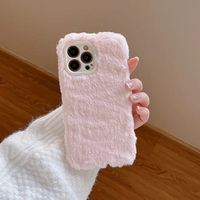 Ottwn Candy Color Warm Furry Phone Case for iPhone