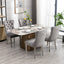 High end tufted solid wood velvet soft cushion dining chair chrome plated leg nail decoration gray and chrome two-piece set - Korvel