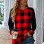 Plaid Round Neck Long Sleeve T-Shirt - Korvel