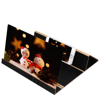 3D Phone Screen Magnifier Stereoscopic Amplifying 12 Inch Desktop Wood Bracket 3D HD Movie Video Amplifier With Foldable Holder - Korvel