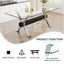 Dining table Modern tempered glass dining table Large modern office desk with silver plated metal legs and MDF crossbars - Korvel