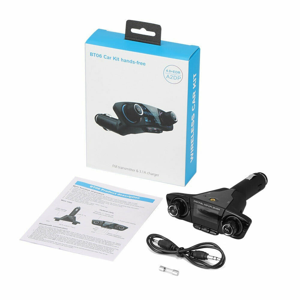 BT06 Car MP3 Bluetooth Player Car Charger Multi-Language Bluetooth Hands-Free FM Transmitter - Korvel