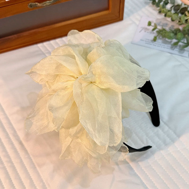 Oversized and exaggerated handmade fabric flower versatile headband - Korvel