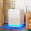 LED Nightstand with 3 drawers,White bedside Table ,Modern End Side Table for Bedroom - Korvel